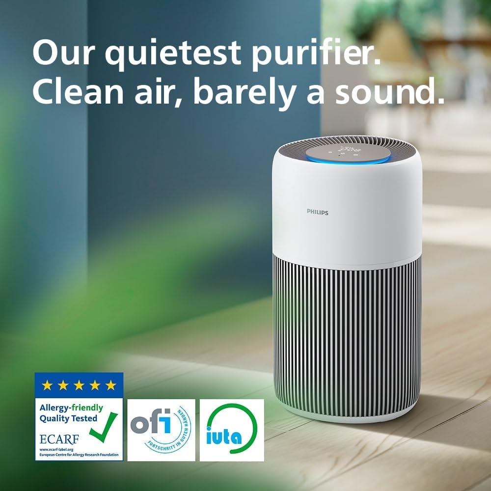 Philips 2200 Series AC2220 air purifier standing in a large open-plan living space